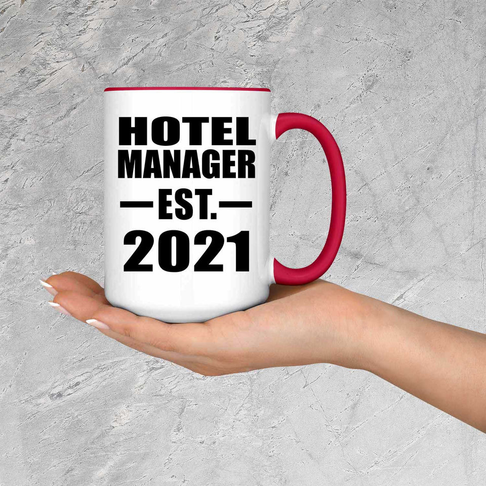 Hotel Manager Established EST. 2021 - 15oz Accent Mug Red