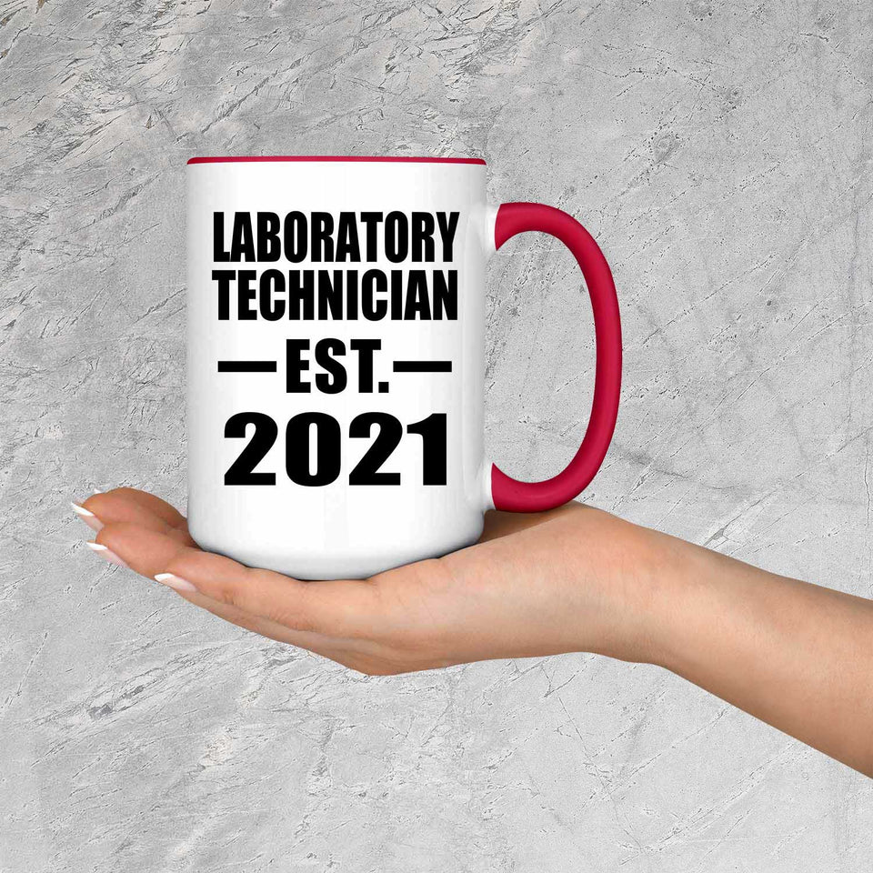 Laboratory Technician Established EST. 2021 - 15oz Accent Mug Red