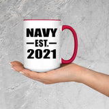 Navy Established EST. 2021 - 15oz Accent Mug Red