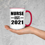 Nurse Established EST. 2021 - 15oz Accent Mug Red