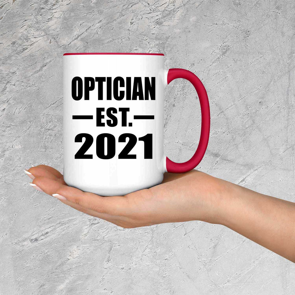 Optician Established EST. 2021 - 15oz Accent Mug Red