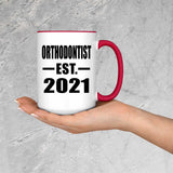 Orthodontist Established EST. 2021 - 15oz Accent Mug Red