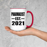 Pharmacist Established EST. 2021 - 15oz Accent Mug Red