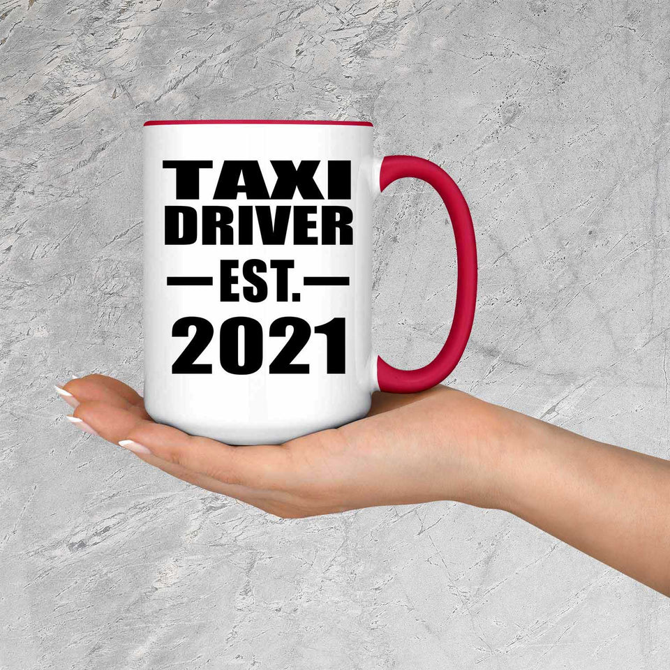 Taxi Driver Established EST. 2021 - 15oz Accent Mug Red