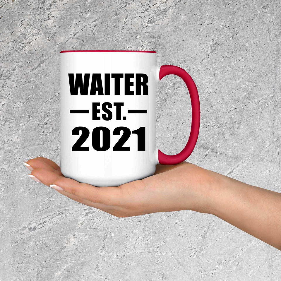 Waiter Established EST. 2021 - 15oz Accent Mug Red
