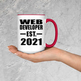 Web Developer Established EST. 2021 - 15oz Accent Mug Red