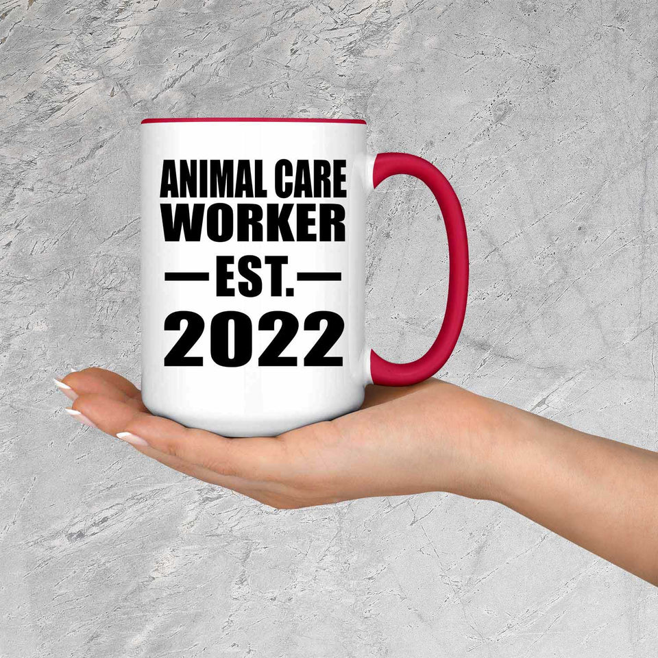 Animal Care Worker Established EST. 2022 - 15oz Accent Mug Red