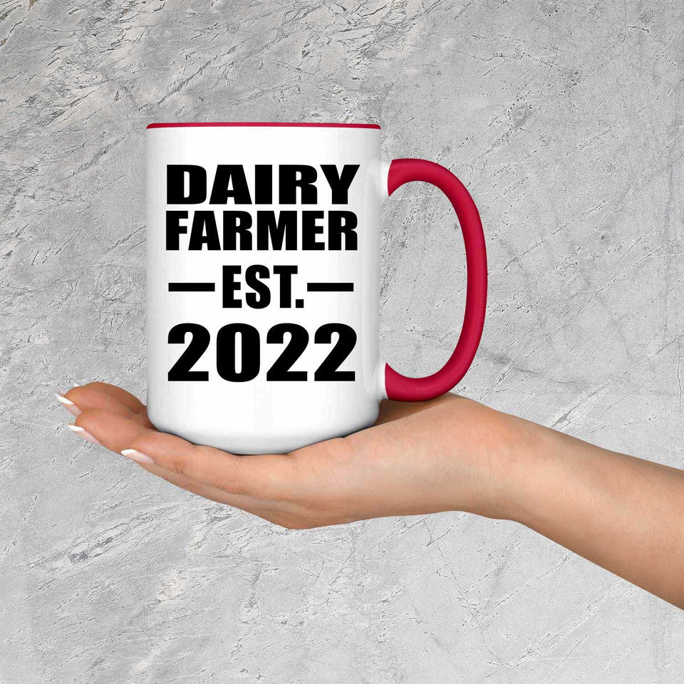 Dairy Farmer Established EST. 2022 - 15oz Accent Mug Red