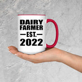 Dairy Farmer Established EST. 2022 - 15oz Accent Mug Red