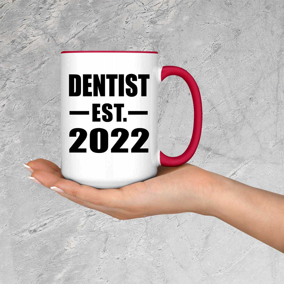 Dentist Established EST. 2022 - 15oz Accent Mug Red