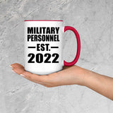 Military Personnel Established EST. 2022 - 15oz Accent Mug Red