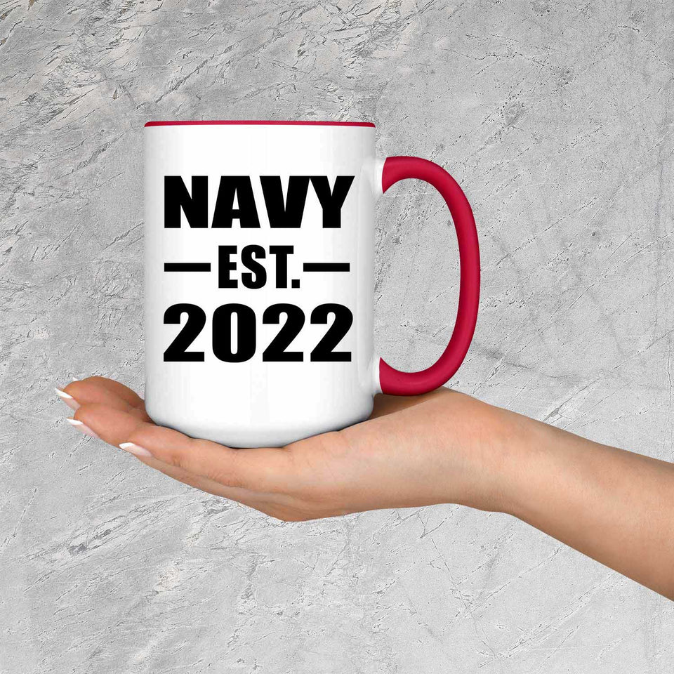 Navy Established EST. 2022 - 15oz Accent Mug Red