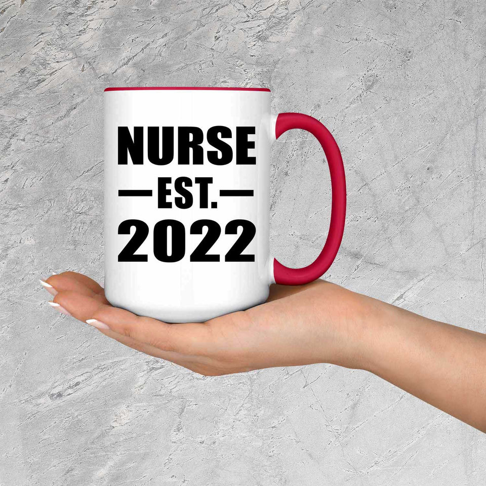 Nurse Established EST. 2022 - 15oz Accent Mug Red