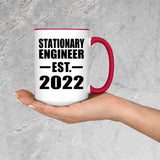Stationary Engineer Established EST. 2022 - 15oz Accent Mug Red