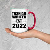 Technical Writer Established EST. 2022 - 15oz Accent Mug Red