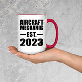 Aircraft Mechanic Established EST. 2023 - 15oz Accent Mug Red