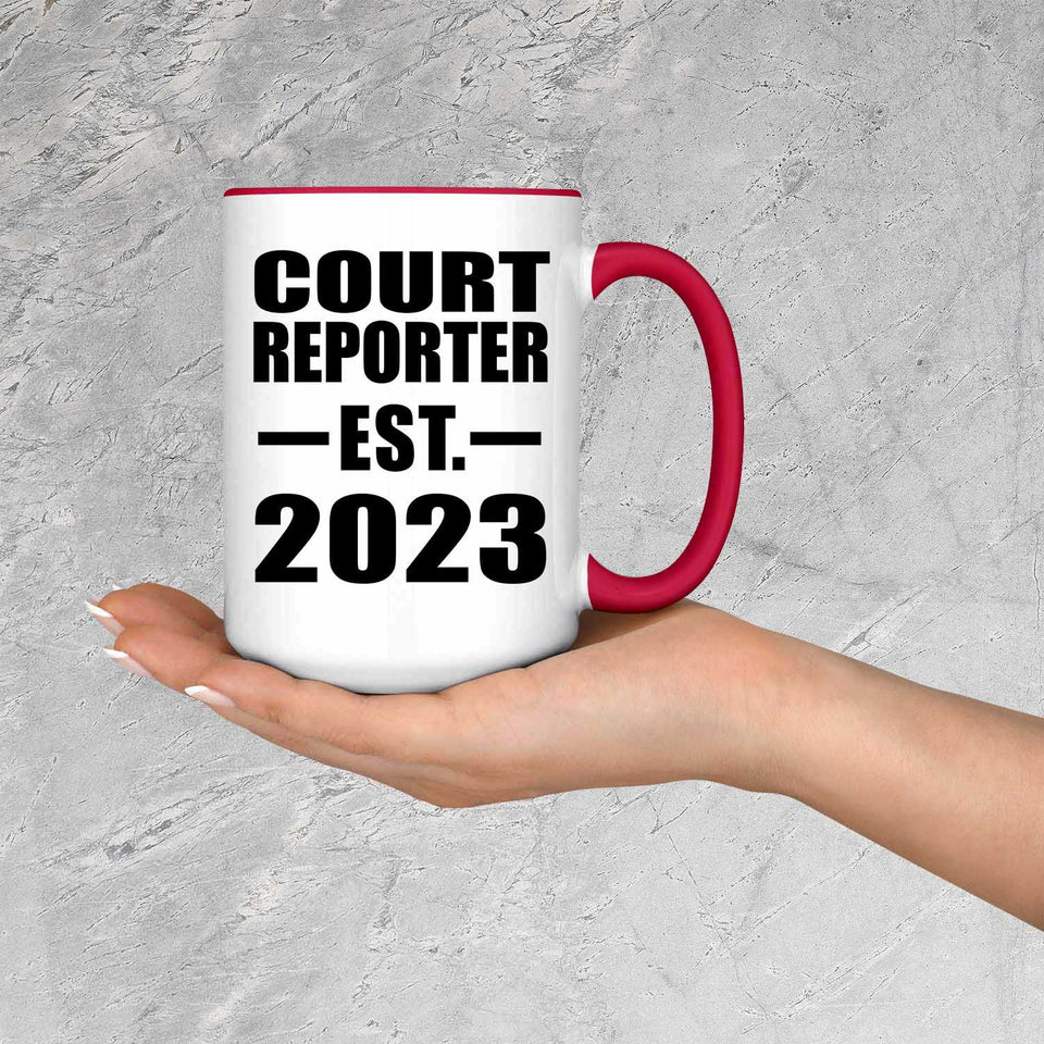 Court Reporter Established EST. 2023 - 15oz Accent Mug Red