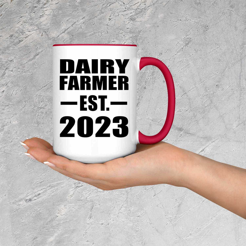 Dairy Farmer Established EST. 2023 - 15oz Accent Mug Red