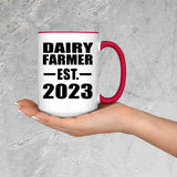 Dairy Farmer Established EST. 2023 - 15oz Accent Mug Red