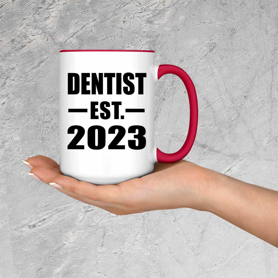 Dentist Established EST. 2023 - 15oz Accent Mug Red