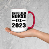 Enrolled Nurse Established EST. 2023 - 15oz Accent Mug Red