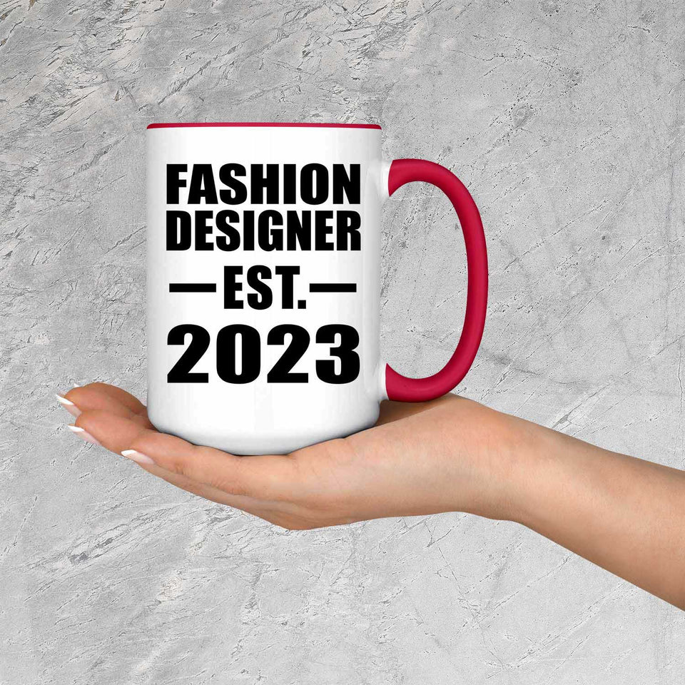 Fashion Designer Established EST. 2023 - 15oz Accent Mug Red
