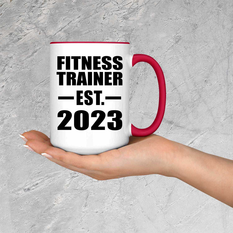 Fitness Trainer Established EST. 2023 - 15oz Accent Mug Red
