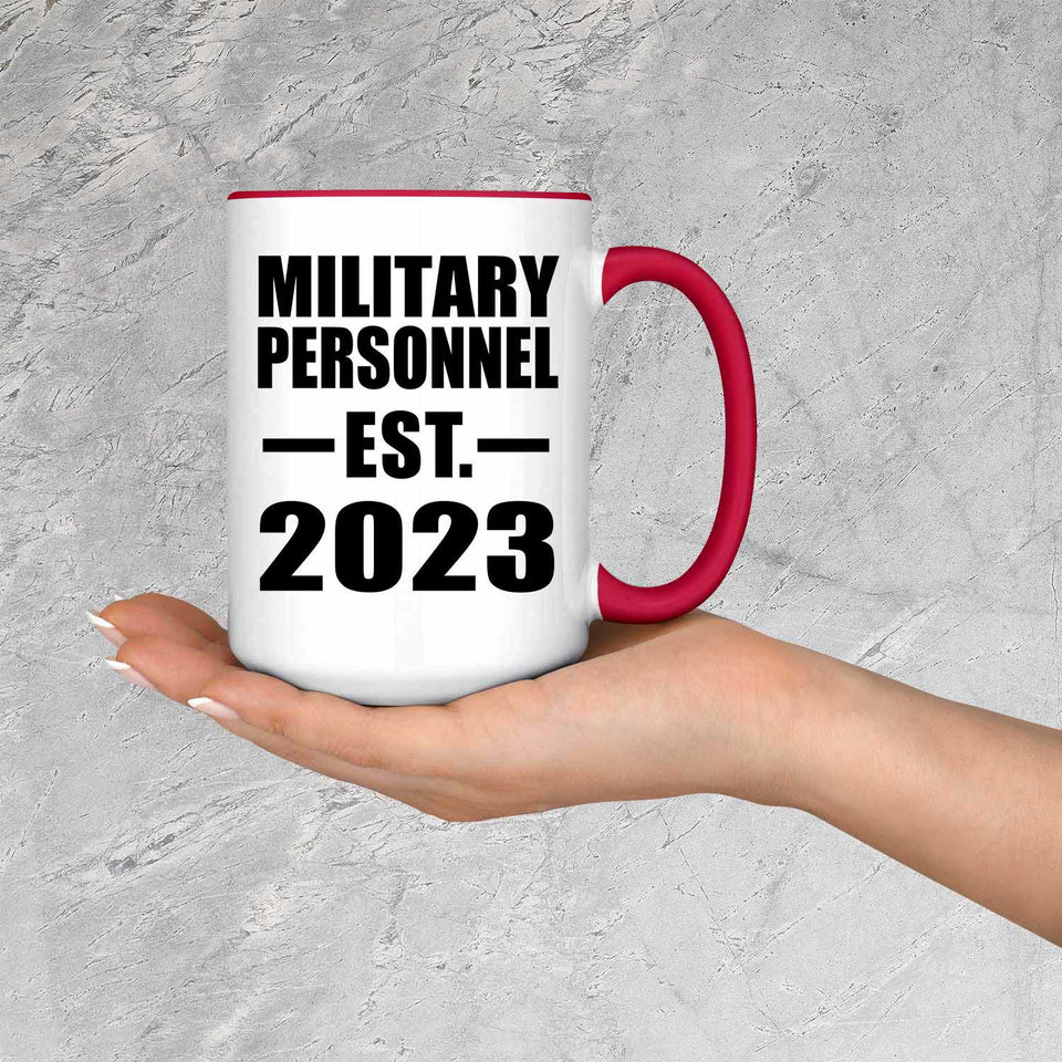 Military Personnel Established EST. 2023 - 15oz Accent Mug Red