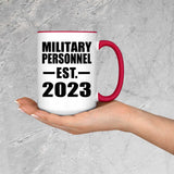 Military Personnel Established EST. 2023 - 15oz Accent Mug Red