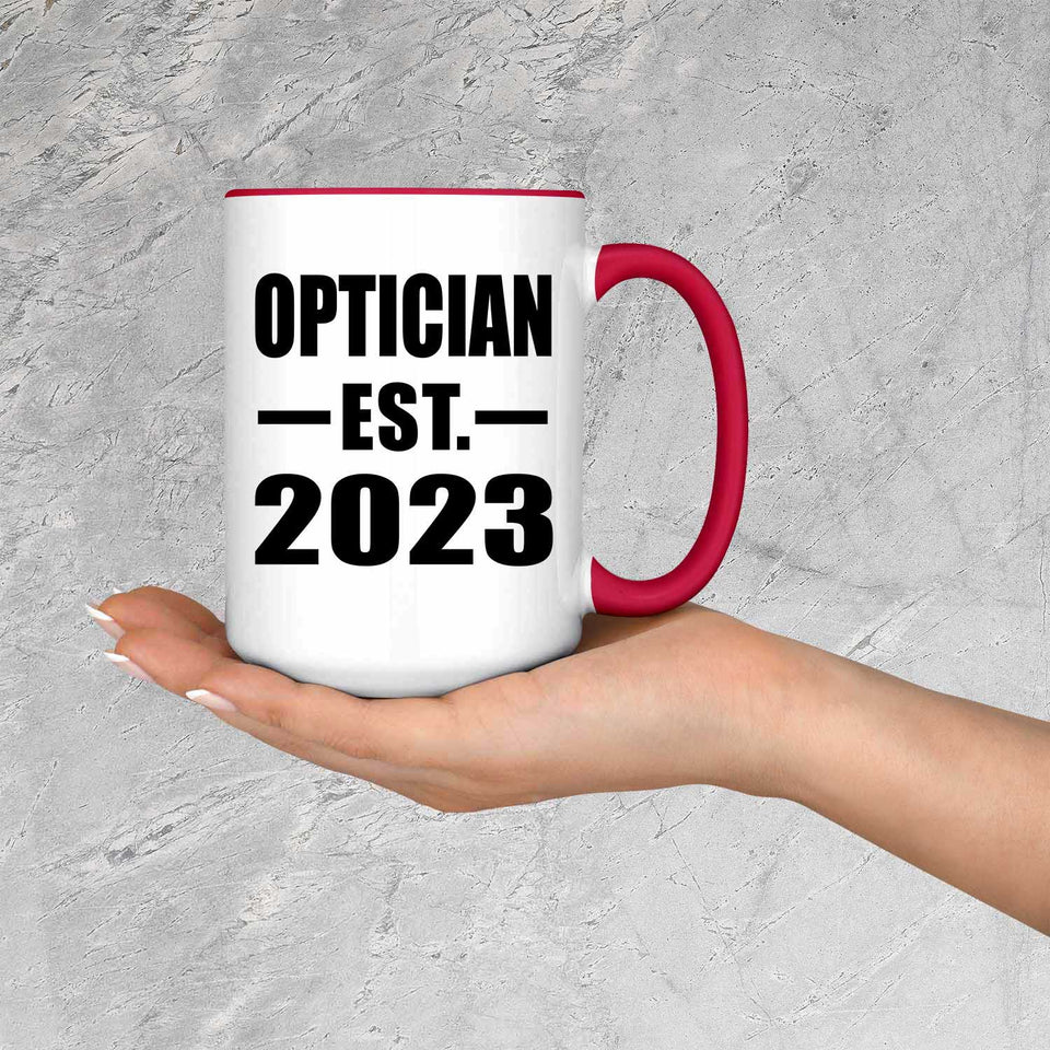 Optician Established EST. 2023 - 15oz Accent Mug Red