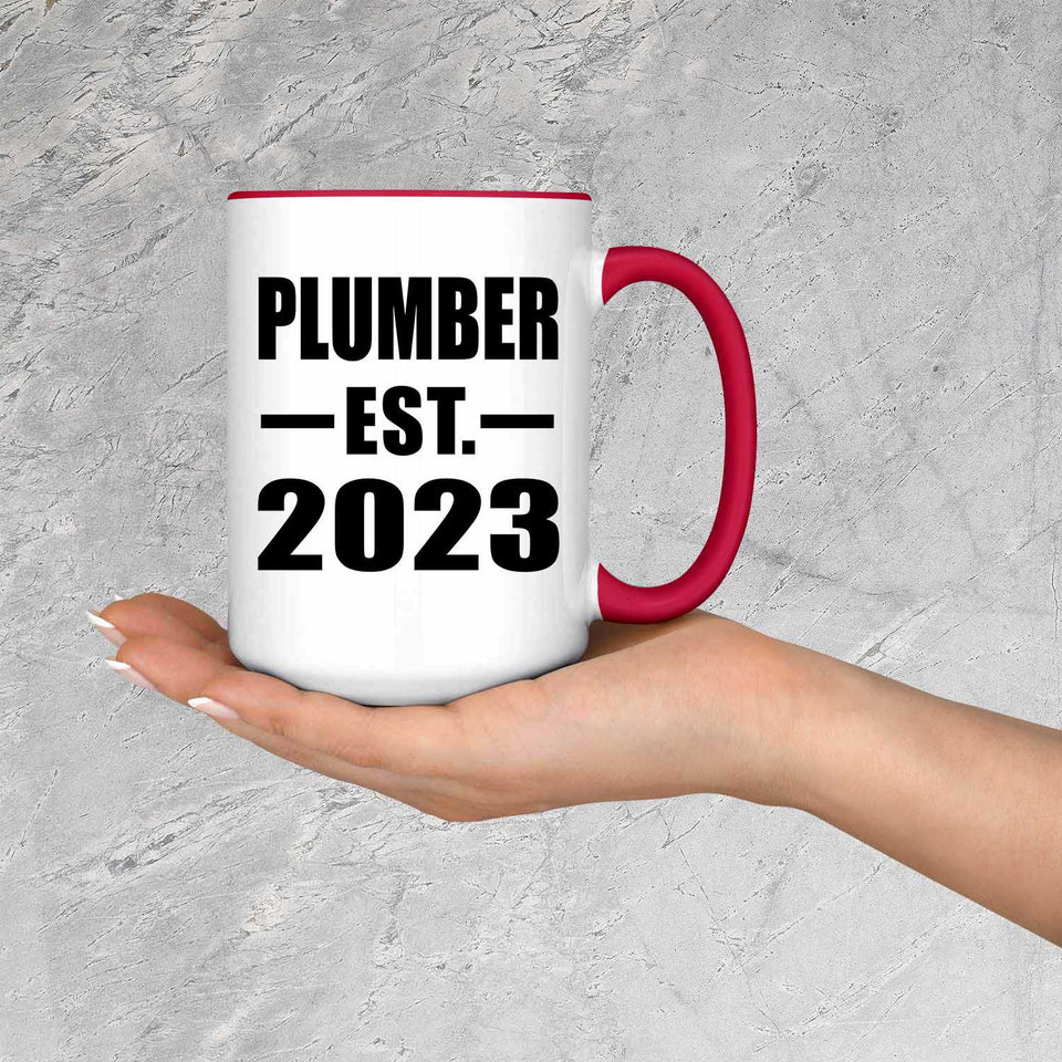 Plumber Established EST. 2023 - 15oz Accent Mug Red