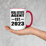 Real Estate Agent Established EST. 2023 - 15oz Accent Mug Red