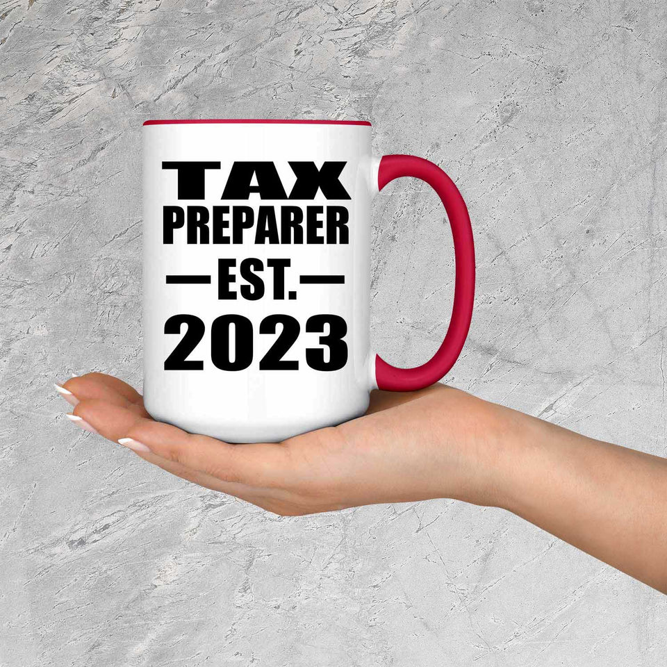 Tax Preparer Established EST. 2023 - 15oz Accent Mug Red