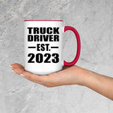 Truck Driver Established EST. 2023 - 15oz Accent Mug Red
