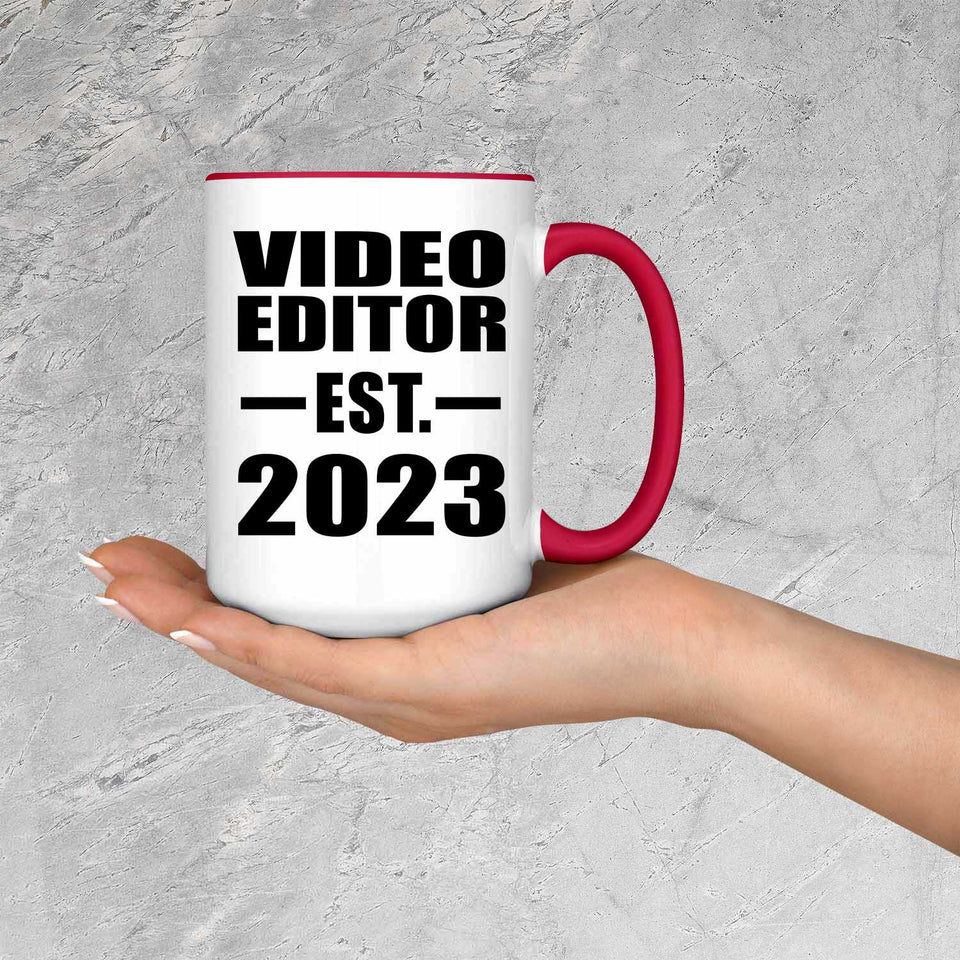 Video Editor Established EST. 2023 - 15oz Accent Mug Red