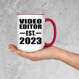 Video Editor Established EST. 2023 - 15oz Accent Mug Red