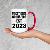 Vocational Counselor Established EST. 2023 - 15oz Accent Mug Red