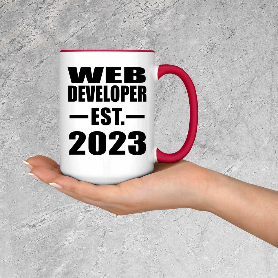 Web Developer Established EST. 2023 - 15oz Accent Mug Red