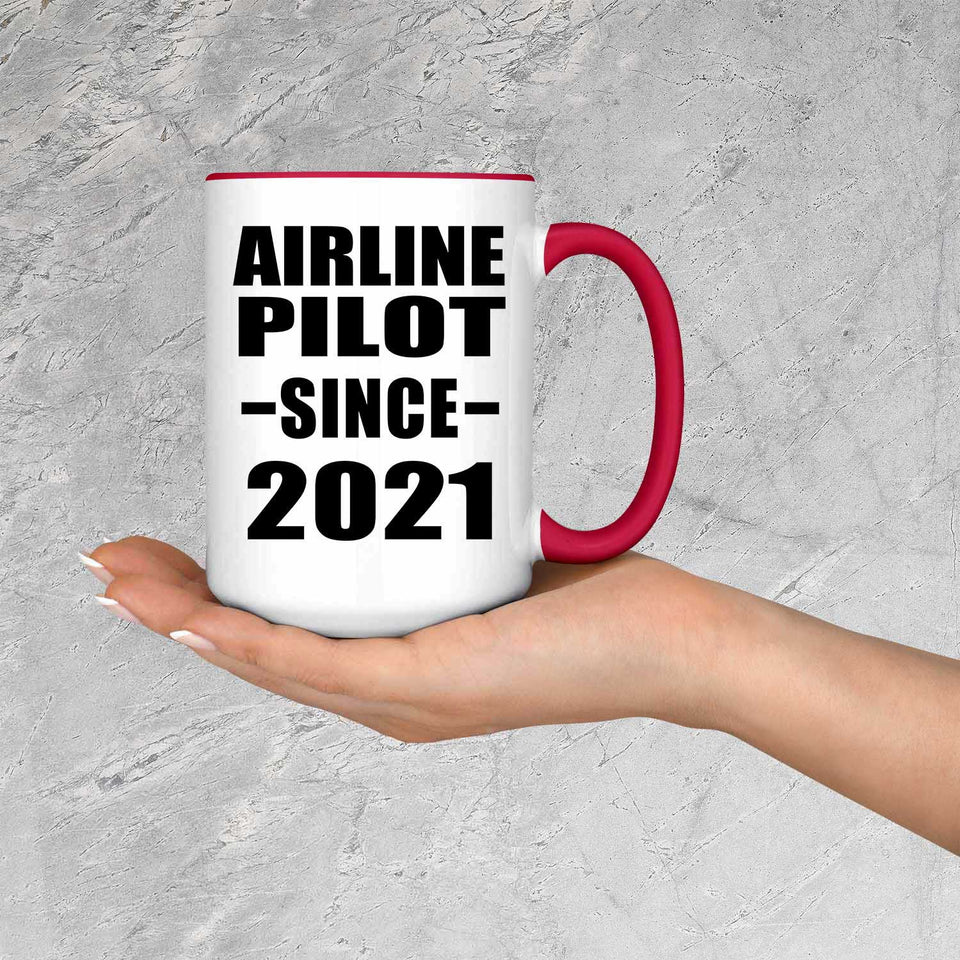 Airline Pilot Since 2021 - 15oz Accent Mug Red