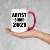 Artist Since 2021 - 15oz Accent Mug Red