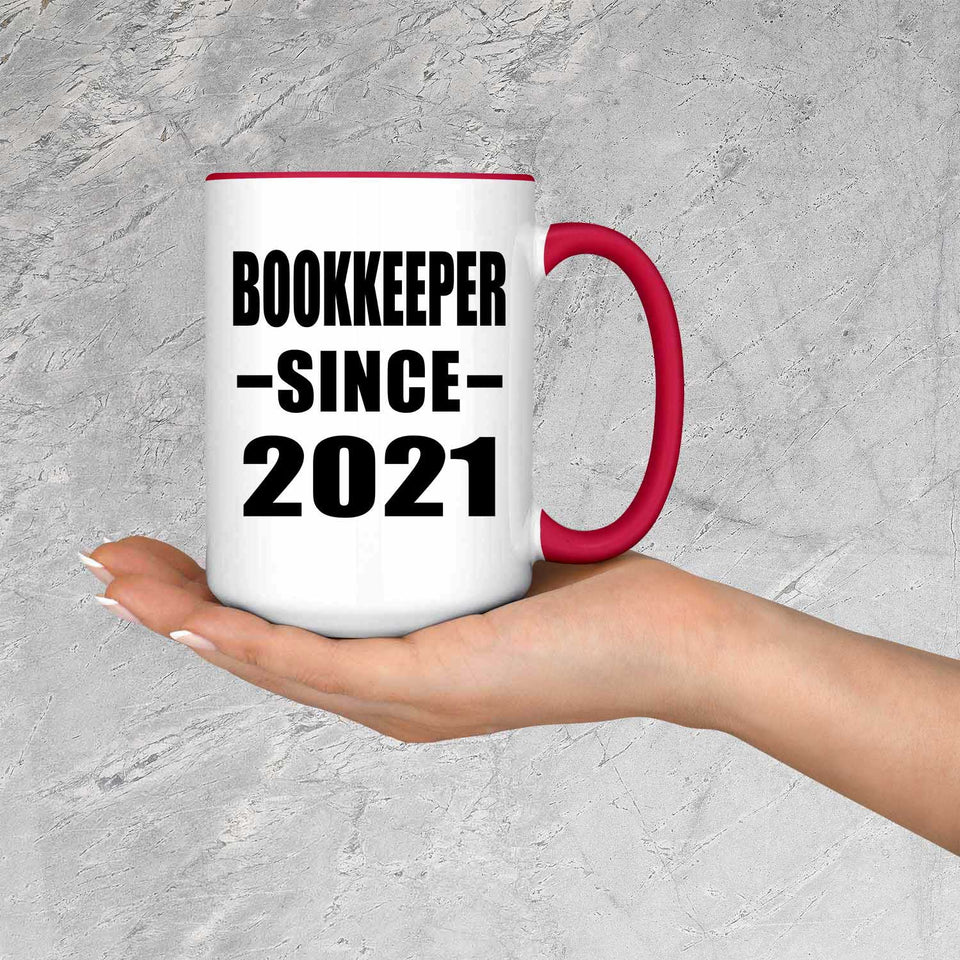 Bookkeeper Since 2021 - 15oz Accent Mug Red