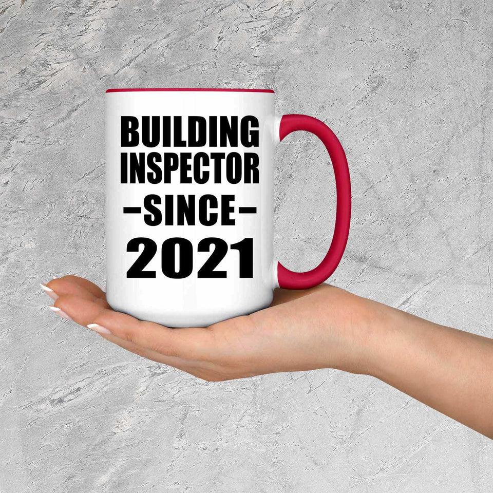 Building Inspector Since 2021 - 15oz Accent Mug Red
