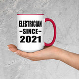 Electrician Since 2021 - 15oz Accent Mug Red