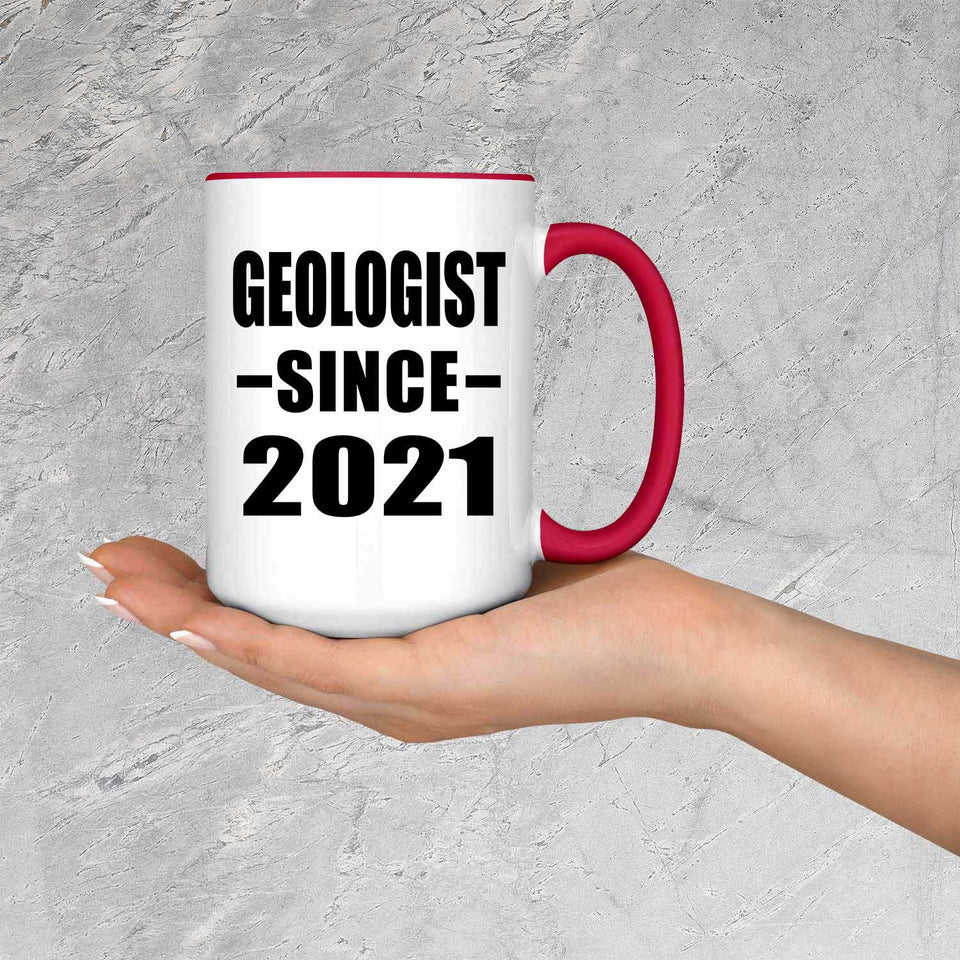Geologist Since 2021 - 15oz Accent Mug Red