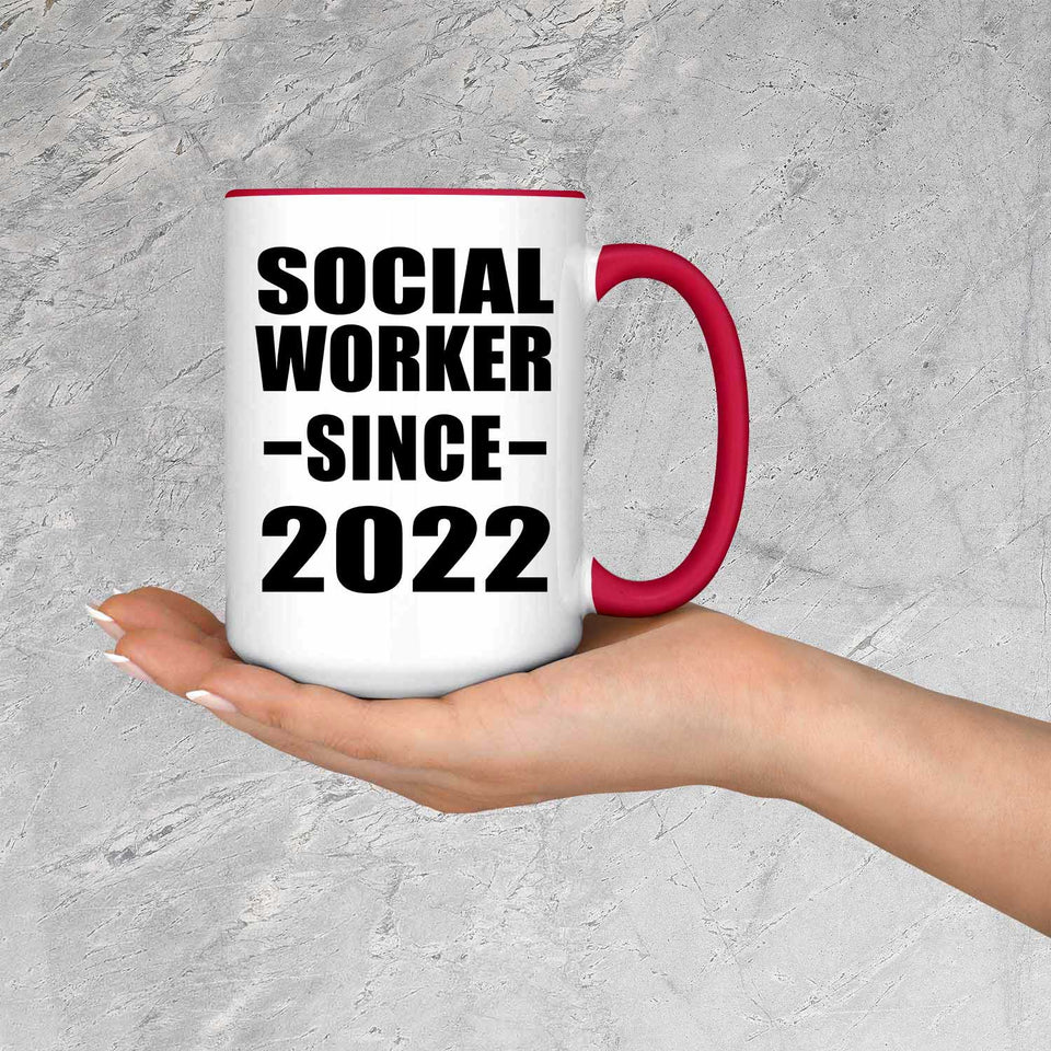 Social Worker Since 2022 - 15oz Accent Mug Red