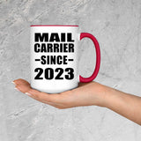 Mail Carrier Since 2023 - 15oz Accent Mug Red