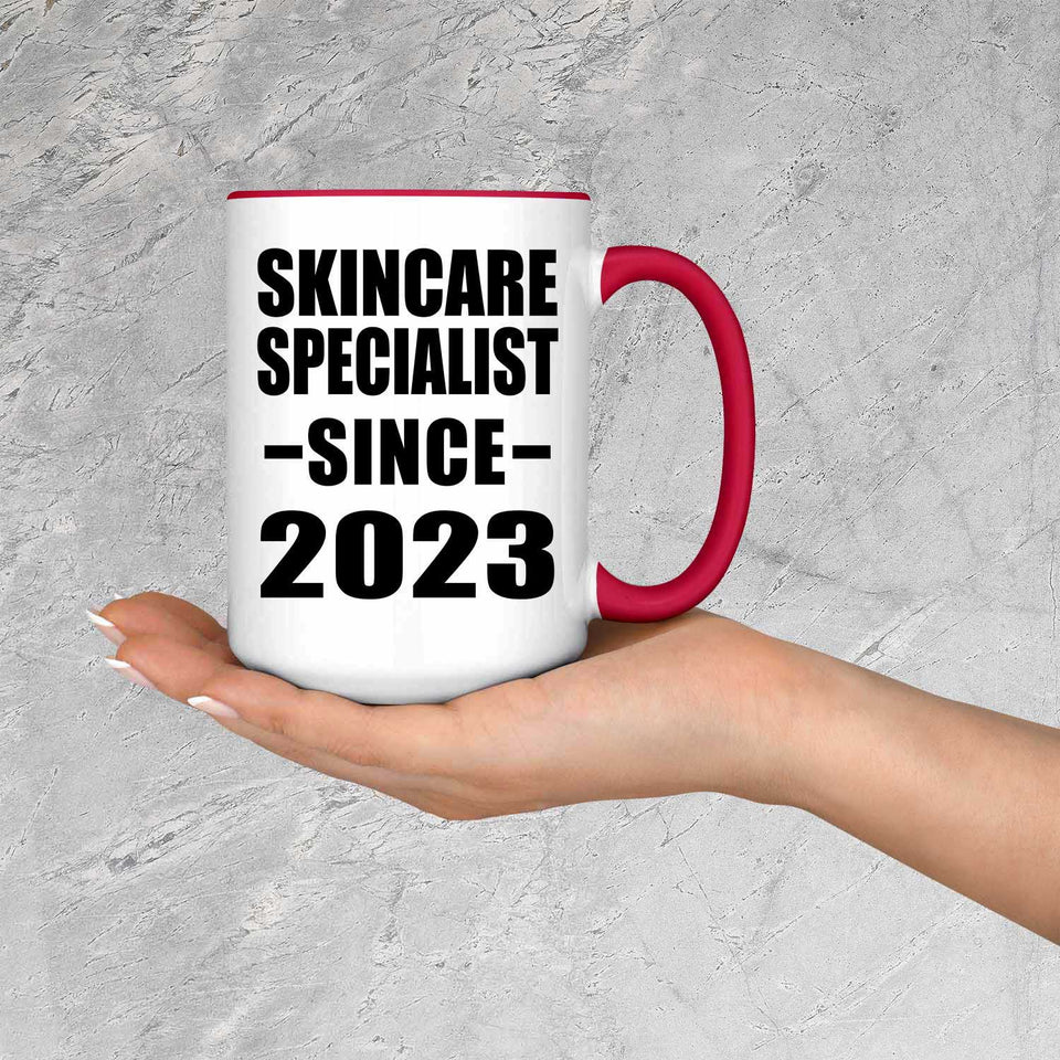 Skincare Specialist Since 2023 - 15oz Accent Mug Red