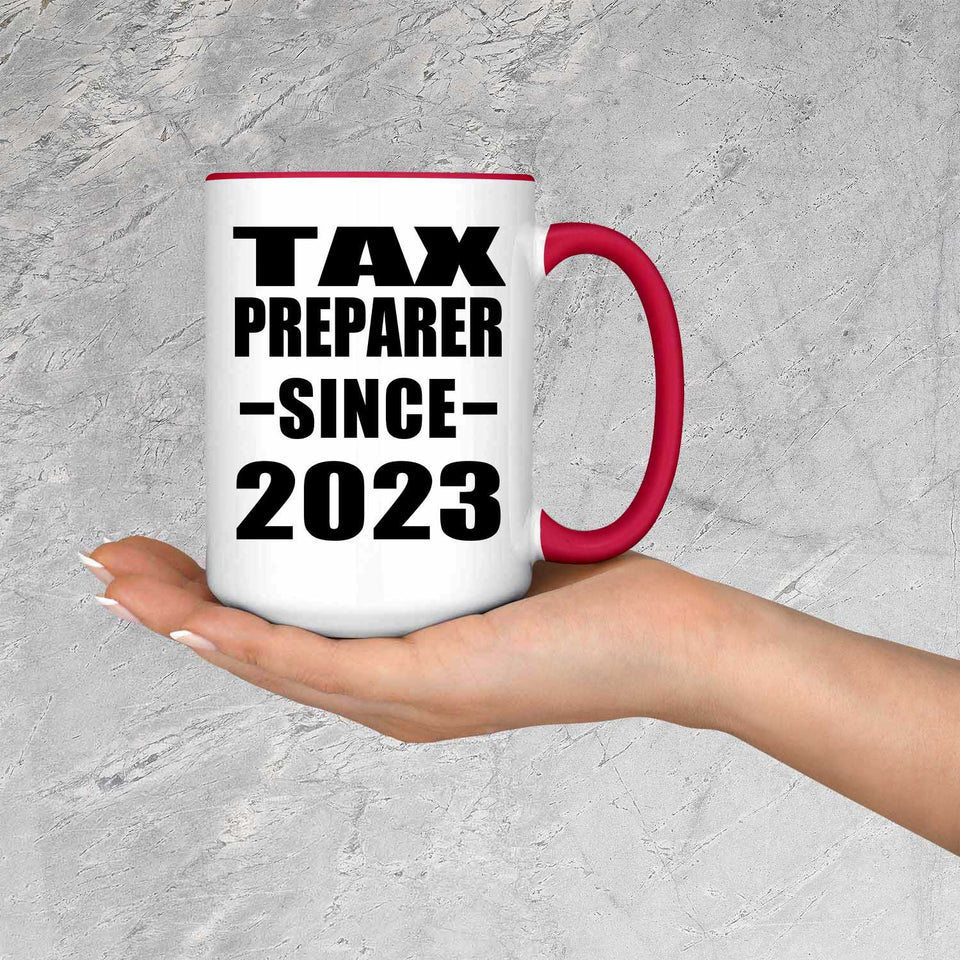 Tax Preparer Since 2023 - 15oz Accent Mug Red