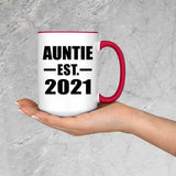 Auntie Established EST. 2021 - 15oz Accent Mug Red