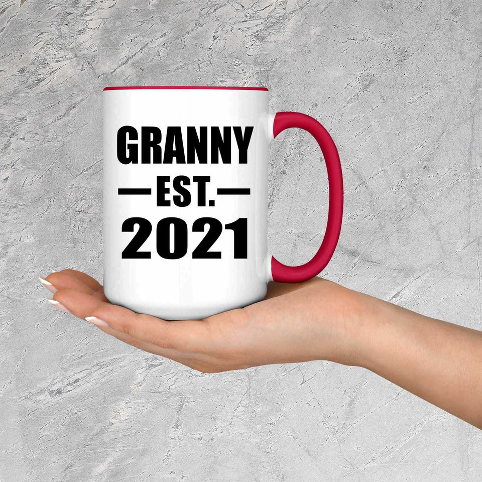 Granny Established EST. 2021 - 15oz Accent Mug Red